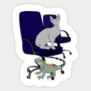 Chair, Iguana and Cat Sticker